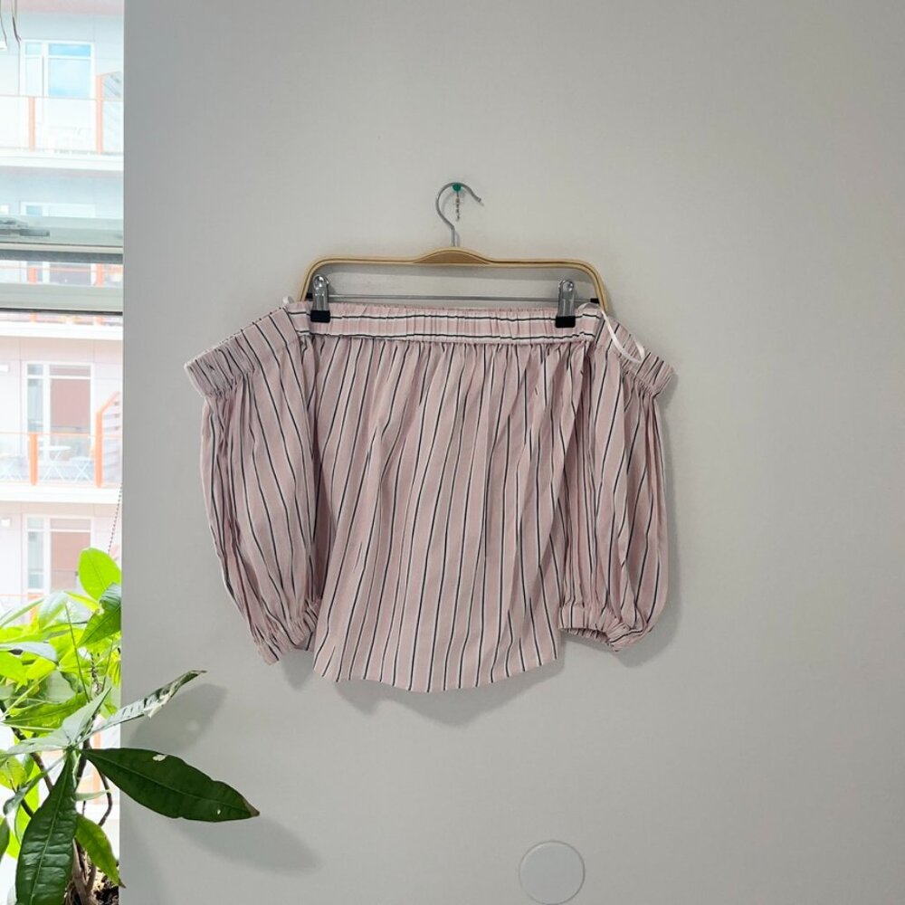 Milly Pink & White Stripe Off the Shoulder Blouse Size Small